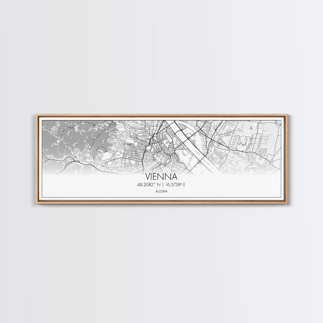 Panoramic Vienna City Map, Austria Art, Map Print, Minimalist Wall Art, Canvas Art, Housewarming Gift, Street Map Art, Closing Gift