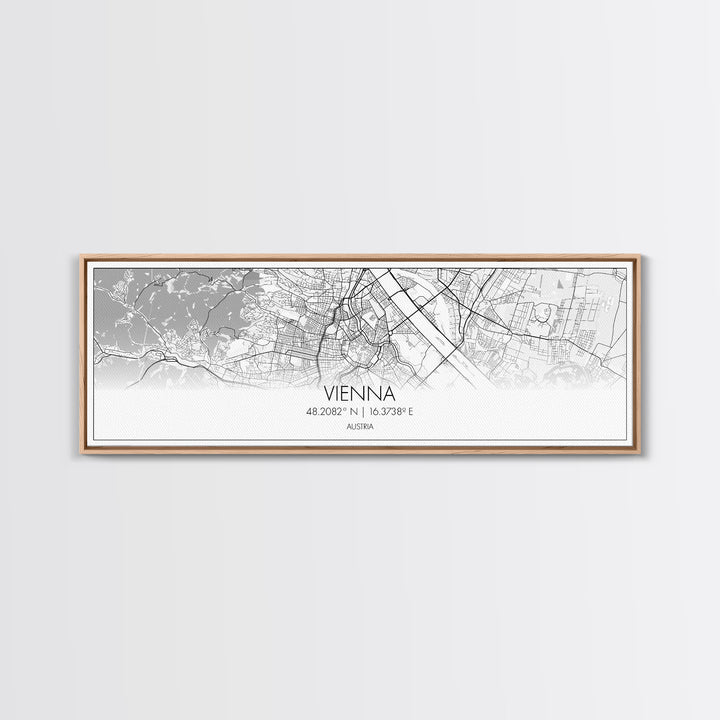 Panoramic Vienna City Map, Austria Art, Map Print, Minimalist Wall Art, Canvas Art, Housewarming Gift, Street Map Art, Closing Gift