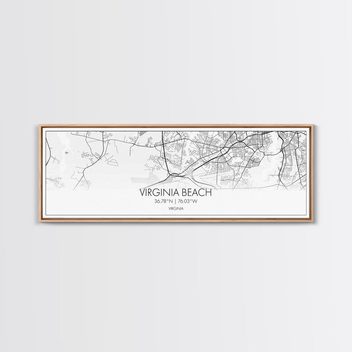 Panoramic Virginia Beach City Map, Virginia Art, Map Print, Minimalist Wall Art, Canvas Art, Housewarming Gift, Street Map Art, Closing Gift