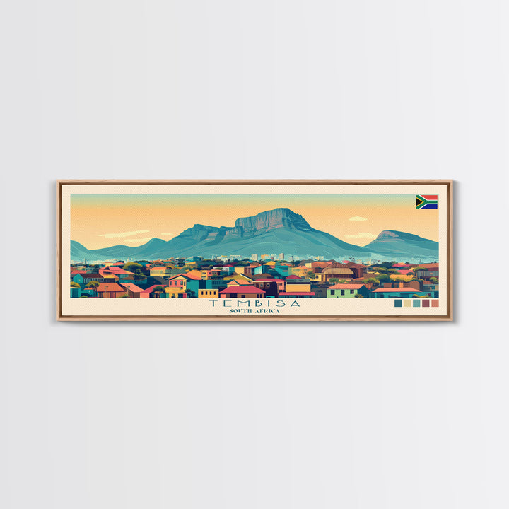 Tembisa, South Africa Panoramic Travel Poster Canvas Print, Tembisa, South Africa Painting, South Africa Art, Tembisa Travel Art, Guest Room Painting