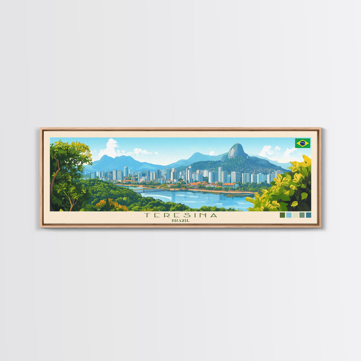 Teresina, Brazil Travel Poster Panoramic Canvas Print, Teresina, Brazil Painting, Brazil Art, Teresina Travel Art, Guest Room Painting