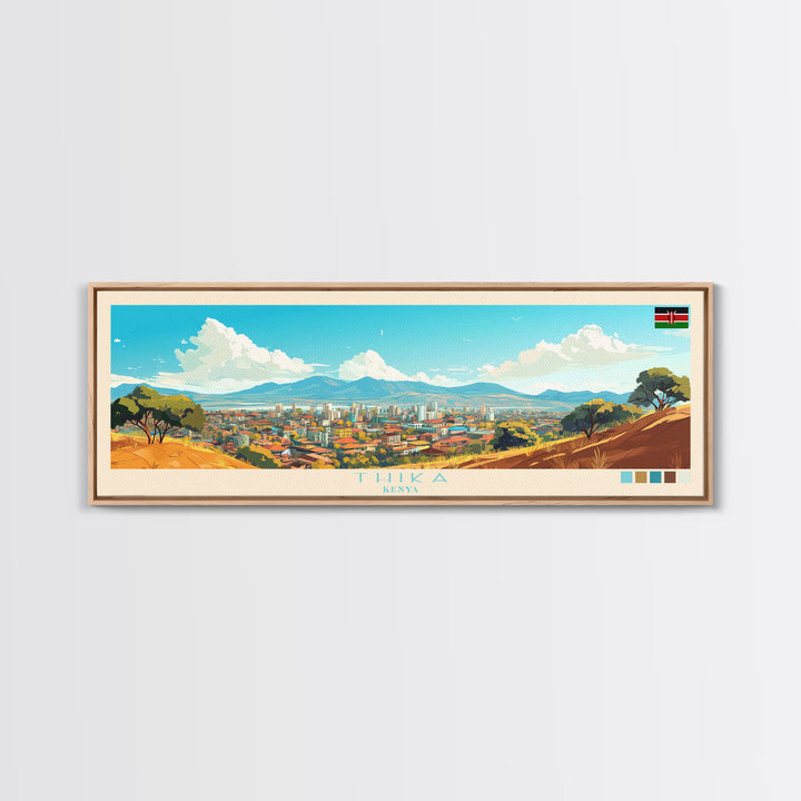 Thika, Kenya Panoramic Travel Poster Canvas Print, Thika, Kenya Painting, Kenya Art, Thika Panoramic Travel Art, Travel Painting