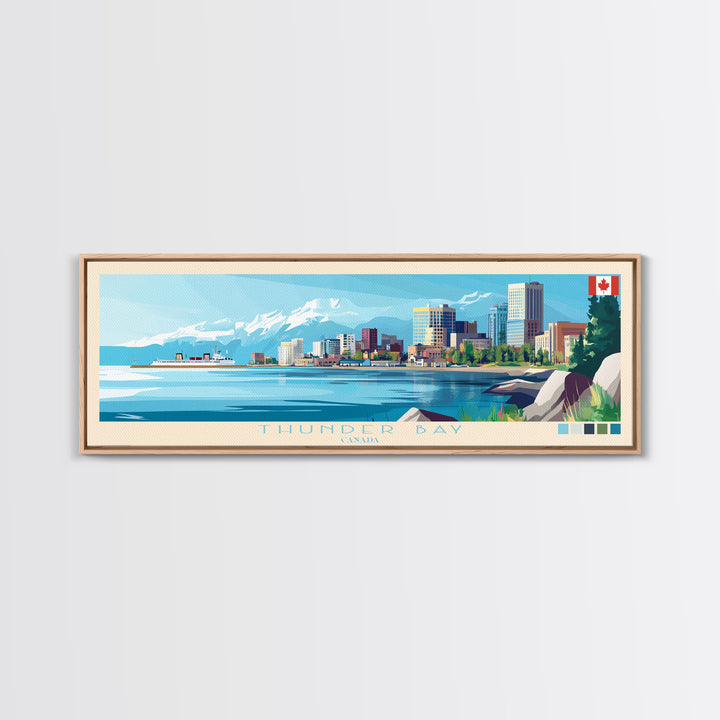 Thunder Bay, Canada Panoramic Travel Poster Canvas Print, Thunder Bay, Canada Painting, Canada Art, Thunder Bay Travel Art, Guest Room Painting