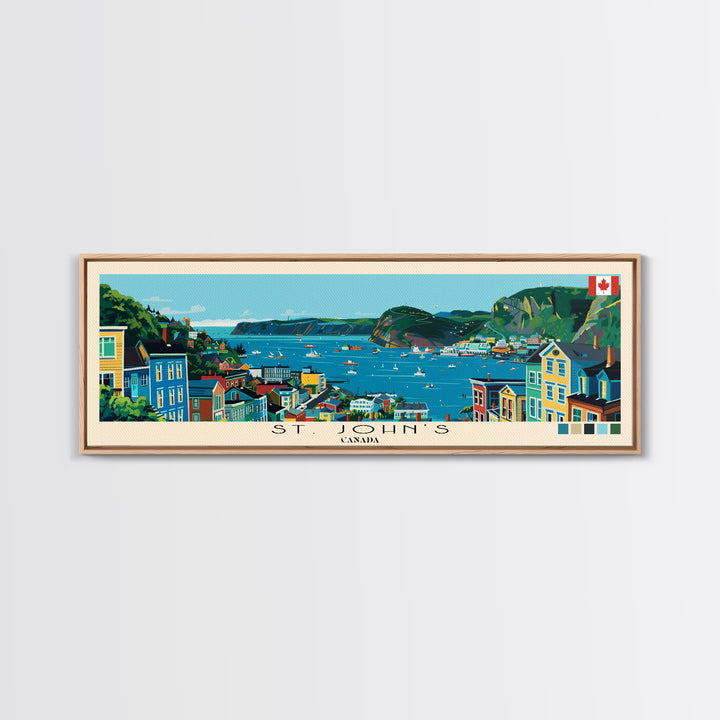 St. John's, Canada Panoramic Canvas Print, St. John's, Canada Painting, Canada Art, St. John's Travel Poster, Travel Art, Guest Room Painting