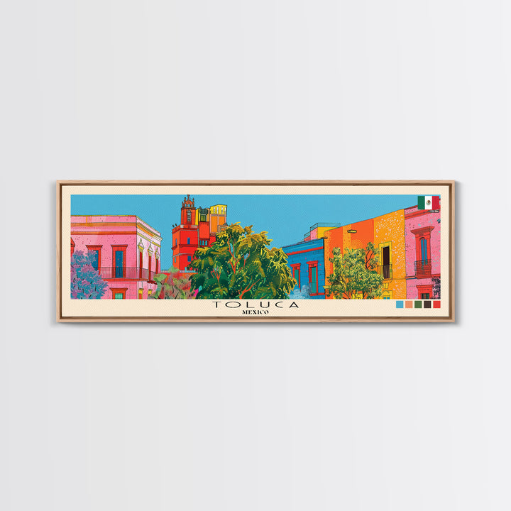 Toluca, Mexico Panoramic Canvas Print, Toluca, Mexico Painting, Mexico Art, Toluca Travel Poster, Travel Art, Guest Room Painting