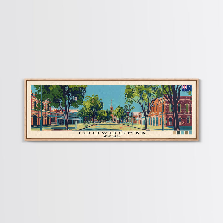 Toowoomba, Australia Panoramic Canvas Print, Toowoomba, Australia Painting, Australia Art, Toowoomba Travel Poster, Travel Art, Vacation Gift