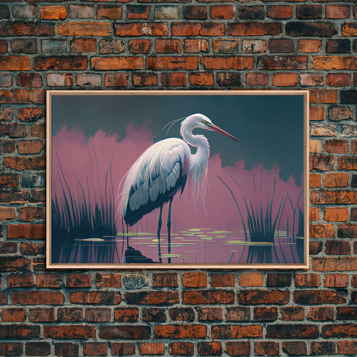 Beautiful stork watercolor, framed canvas print