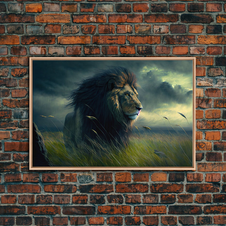 Lion Wall Art | Lion Canvas | Majestic Lion Canvas Wall Art | Framed Canvas Print | Watercolor painting of a Lion