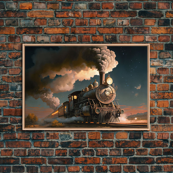 Steam Engine Train Tracks Night Stars Fine Art Print, Wall Art Print, Wall Poster, Wall Décor