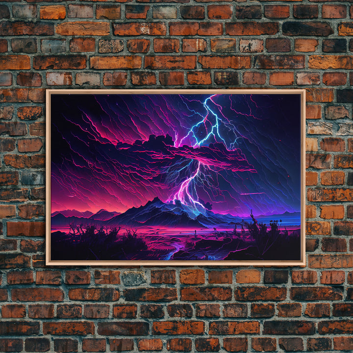 The Thunder Storm, framed canvas print, synthwave style fantasy art