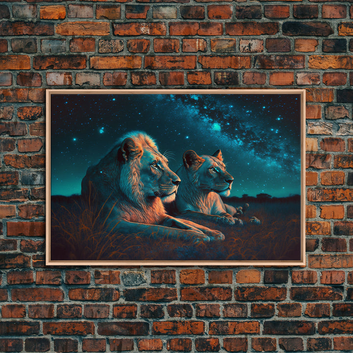 Boss Couple, Lion Art, Framed Canvas Print