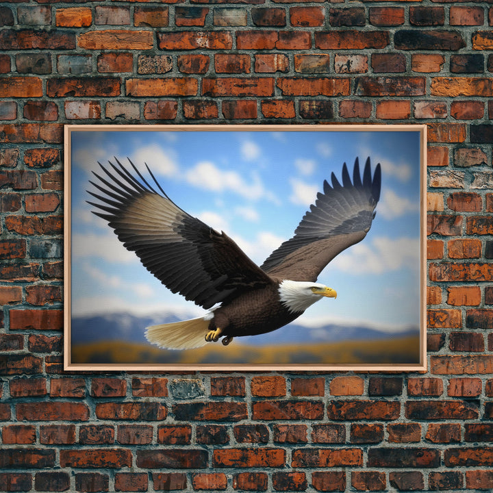 Eagle in a Mountain Clouds Canvas Wall Art Design, Framed Canvas Print Decor for Home & Office Decoration, CANVAS READY to Hang