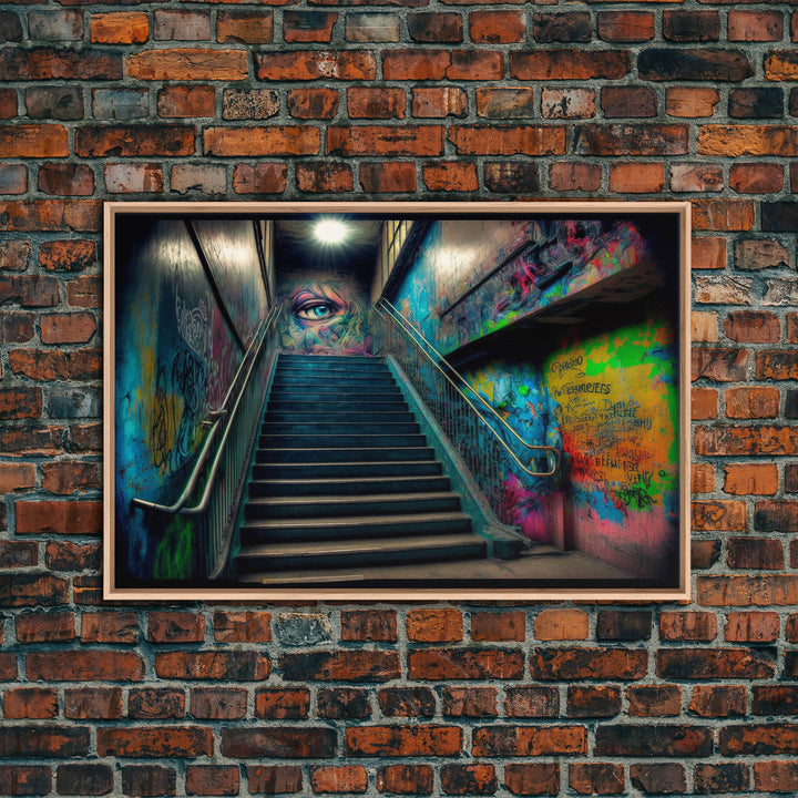 Graffiti Art, framed canvas print, Dystopian Neopunk Decor