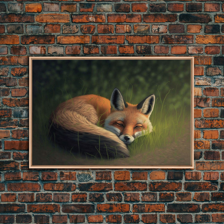 Cute Sleeping fox Framed Canvas Wall Art, Canvas Print Decor for Home & Office Decoration Canvas Ready to Hang