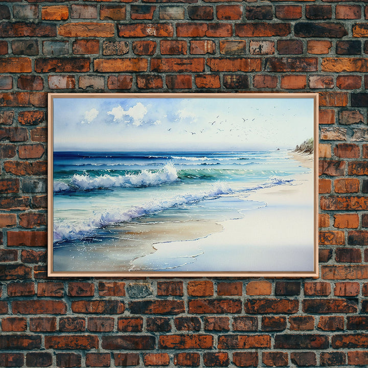 framed ocean art, beach wall art, framed wall art, living room wall decor, abstract landscape art, framed canvas print