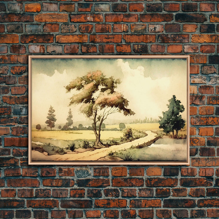 Rustic Wall Art Landscape, Framed Canvas Print, Wall Art, Home Decor, Living Room Art, Muted Minimalist Art