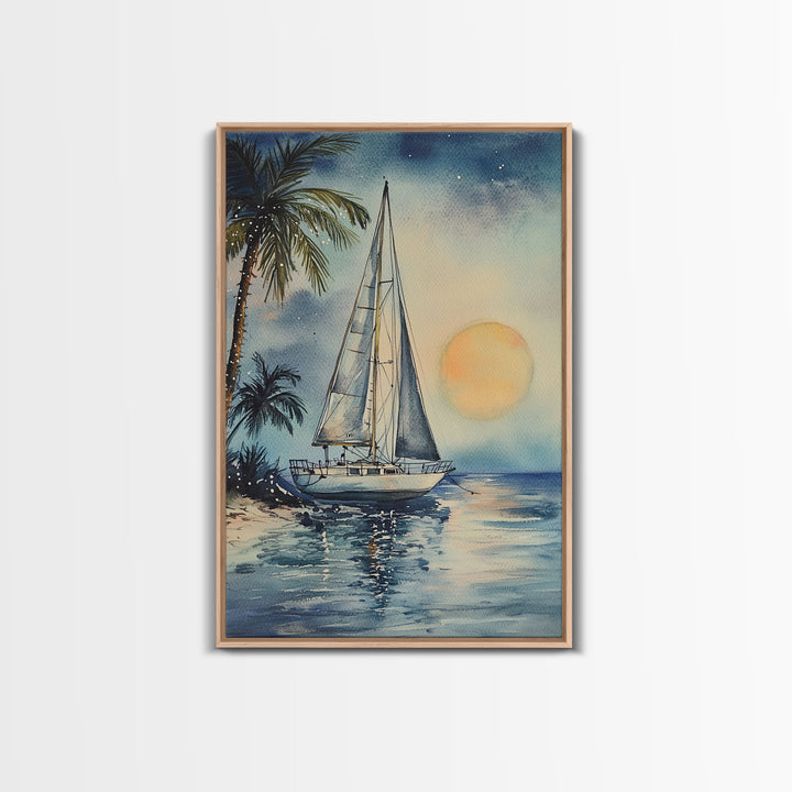 Sailboats In The Winter, Lake House Decor, Colorful Christmas Wall Art, Winter Decor, Holiday Art, Holiday Decor, Christmas handmade Art