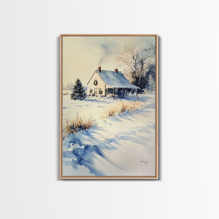 Farmhouse Christmas Decor, Wall Art, Retro Christmas Decor, Vintage Style Xmas Art for 2024, Modern Farmhouse Winter Landscape