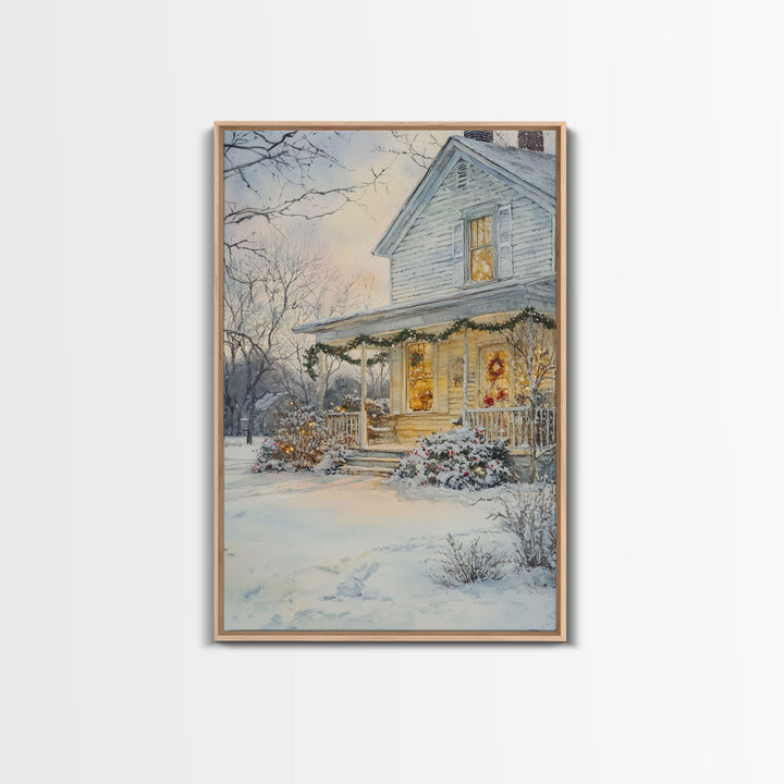 Farmhouse Christmas Decor, Wall Art, Retro Christmas Decor, Vintage Style Xmas Art for 2024, Modern Farmhouse Winter Landscape