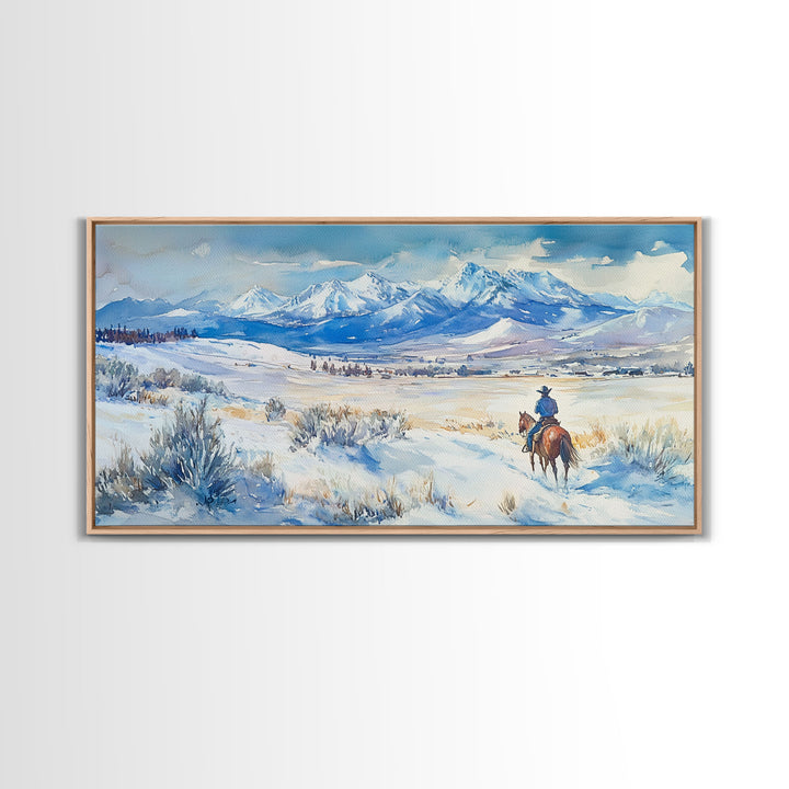 Journey to the Peaks - winter landscape art, snowy mountain art, winter wall decor, Christmas vacation decor, rustic Christmas decor