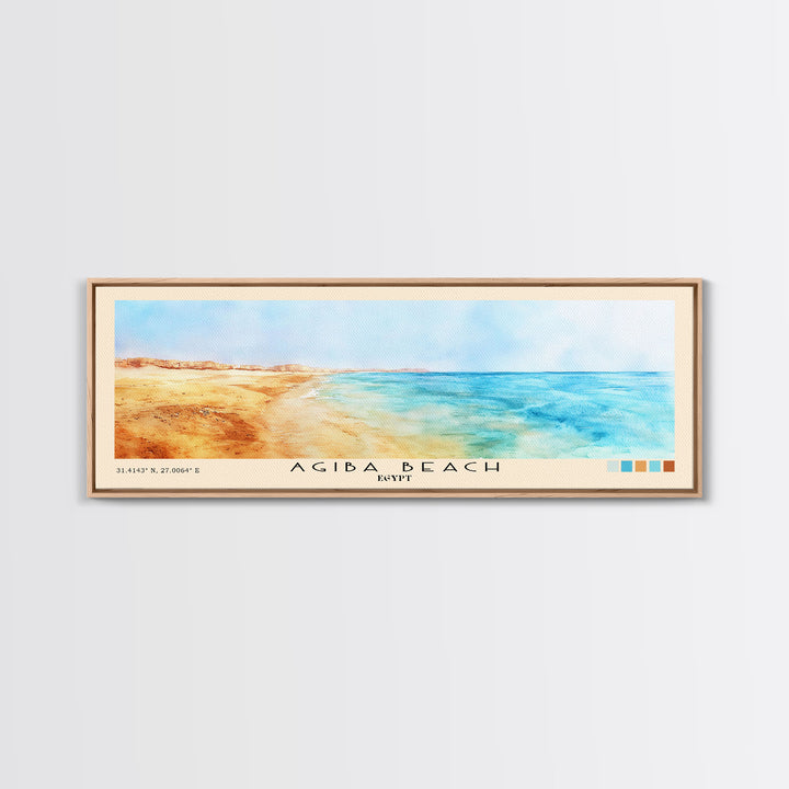 Agiba Beach, Egypt Watercolor Print, Vacation Gift, Egypt Wall Art, Beach Painting, Beach Decor, Beach Or Lakehouse Art