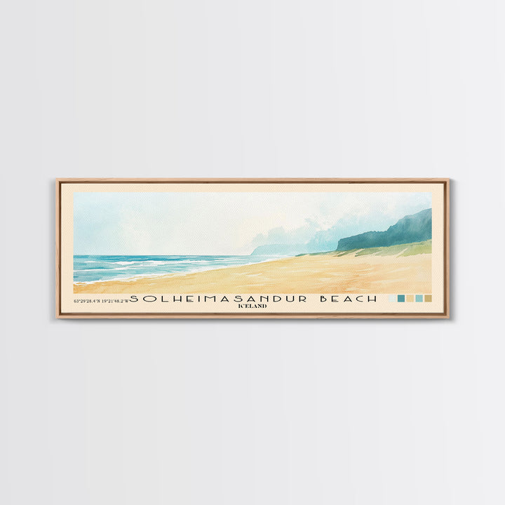 Solheimasandur Beach, Iceland Watercolor Print, Vacation Gift, Iceland Wall Art, Beach Painting, Beach Decor, Large Wall Art, Wood Frame Art