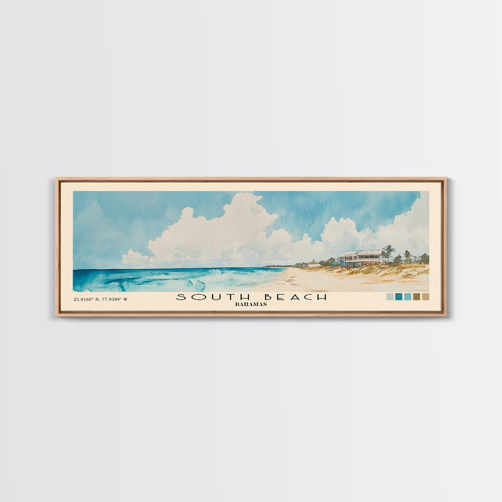 South Beach, Bahamas Watercolor Beach Print, Vacation Gift, Bahamas Wall Art, Beach Painting, Beach Decor, Beach Painting