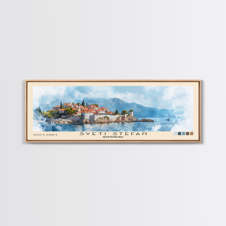 Sveti Stefan, Montenegro Watercolor Print, Vacation Gift, Montenegro Wall Art, Vacation Wall Art, Vacatation Memories, Beach Decor, Beach Or Lakehouse Art