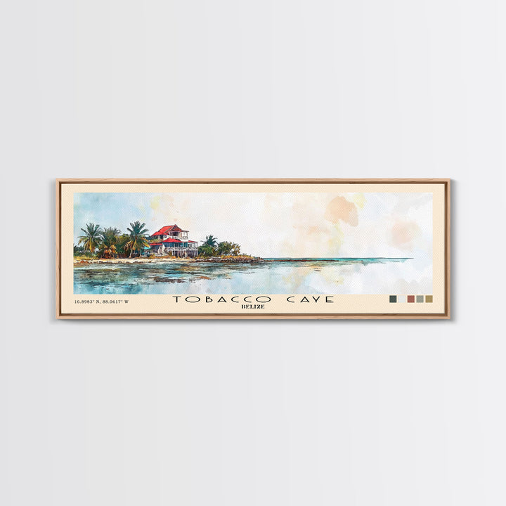 Tobacco Caye, Belize Watercolor Print, Vacation Gift, Belize Wall Art, Beach Painting, Beach Decor, Large Wall Art, Wood Frame Art