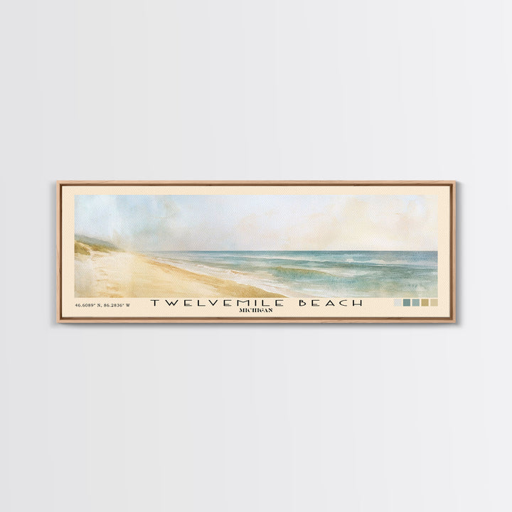 Twelvemile Beach, Michigan Watercolor Print, Vacation Gift, Michigan Wall Art, Beach Painting, Beach Decor, Large Wall Art, Wood Frame Art