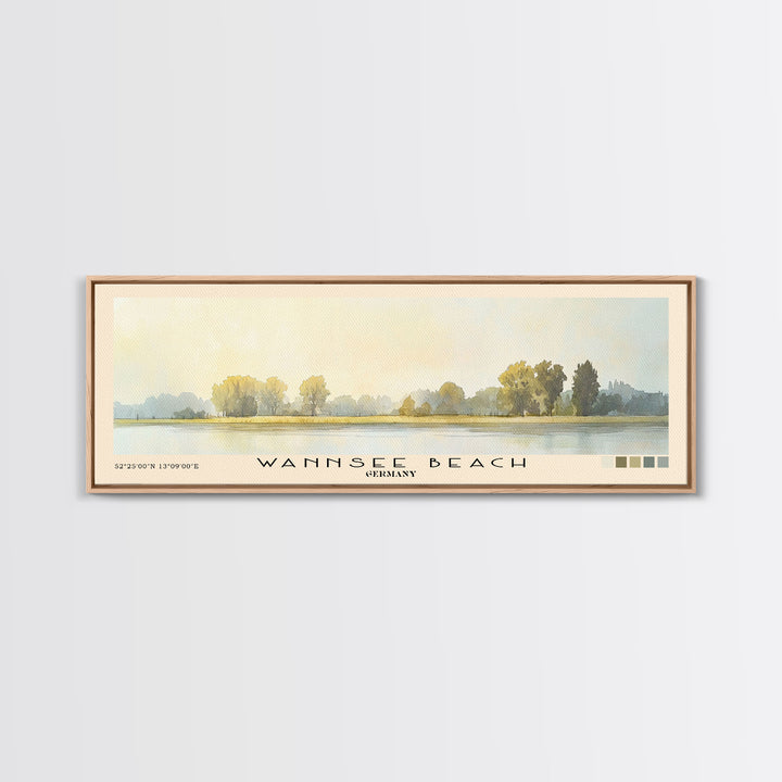 Wannsee Beach, Germany Watercolor Print, Vacation Gift, Germany Wall Art, Beach Painting, Beach Decor, Beach Or Lakehouse Art