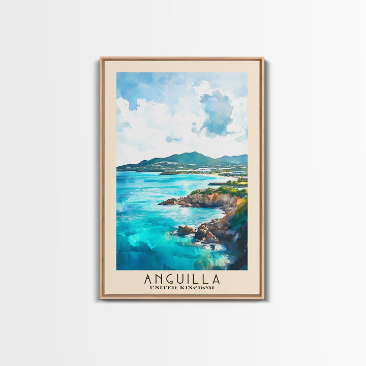 Anguilla, United Kingdom Watercolor Print, Vacation Gift, United Kingdom Wall Art, Vacation Wall Art, Vacatation Memories, Beach Decor, Beach Or Lakehouse Art