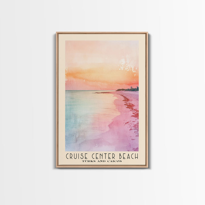 Cruise Center Beach, Turks and Caicos Watercolor Print, Vacation Gift, Turks and Caicos Wall Art, Beach Painting, Beach Decor, Large Wall Art, Wood Frame Art