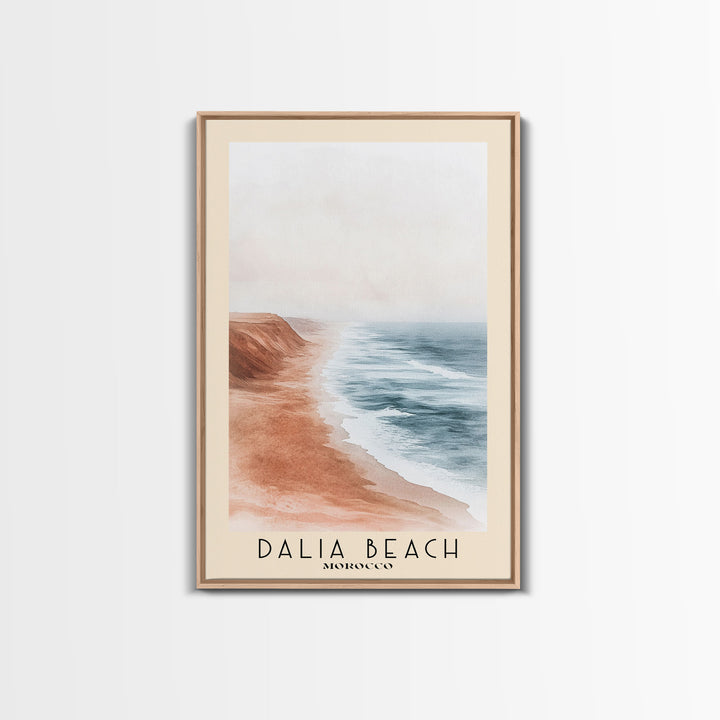 Dalia Beach, Morocco Watercolor Print, Vacation Gift, Morocco Wall Art, Beach Painting, Beach Decor, Large Wall Art, Wood Frame Art