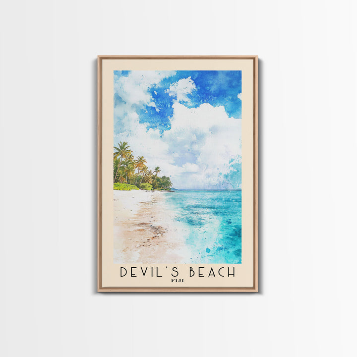 Devil’s Beach, Fiji Watercolor Beach Print, Vacation Gift, Fiji Wall Art, Beach Painting, Beach Decor, Beach Painting