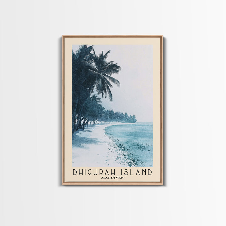 Dhigurah Island, Maldives Watercolor Print, Vacation Gift, Maldives Wall Art, Beach Painting, Beach Decor, Large Wall Art, Wood Frame Art