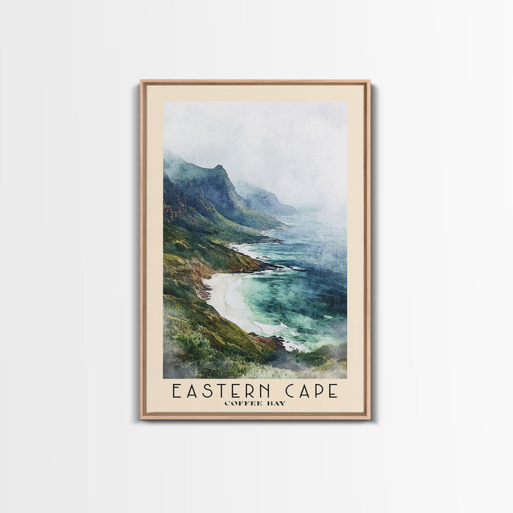 Eastern Cape, Coffee Bay Watercolor Print, Vacation Gift, Coffee Bay Wall Art, Beach Painting, Beach Decor, Large Wall Art, Wood Frame Art