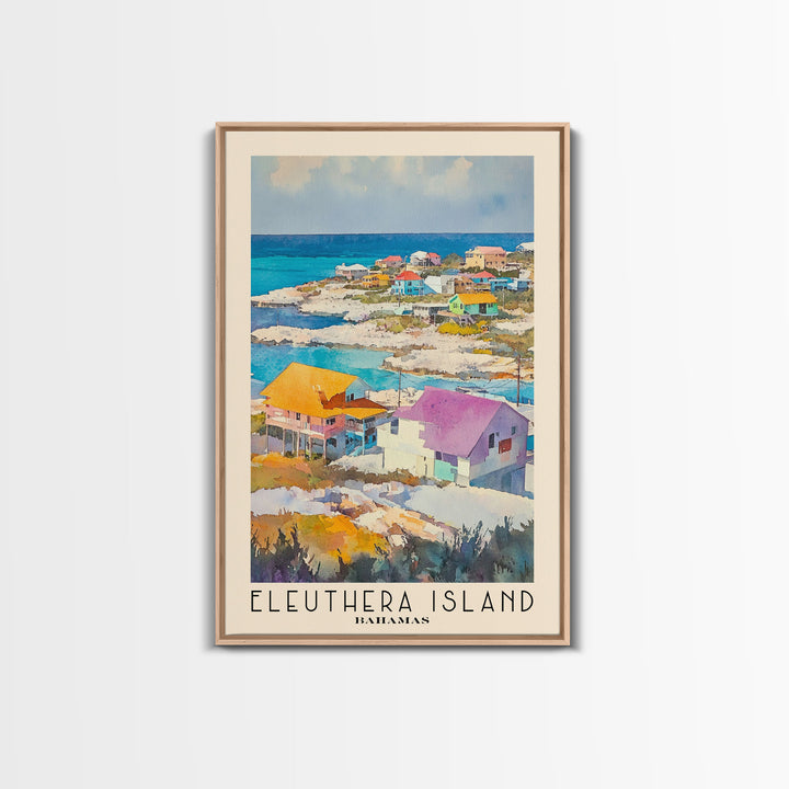 Eleuthera Island, Bahamas Watercolor Print, Vacation Gift, Bahamas Wall Art, Beach Painting, Beach Decor, Large Wall Art, Wood Frame Art