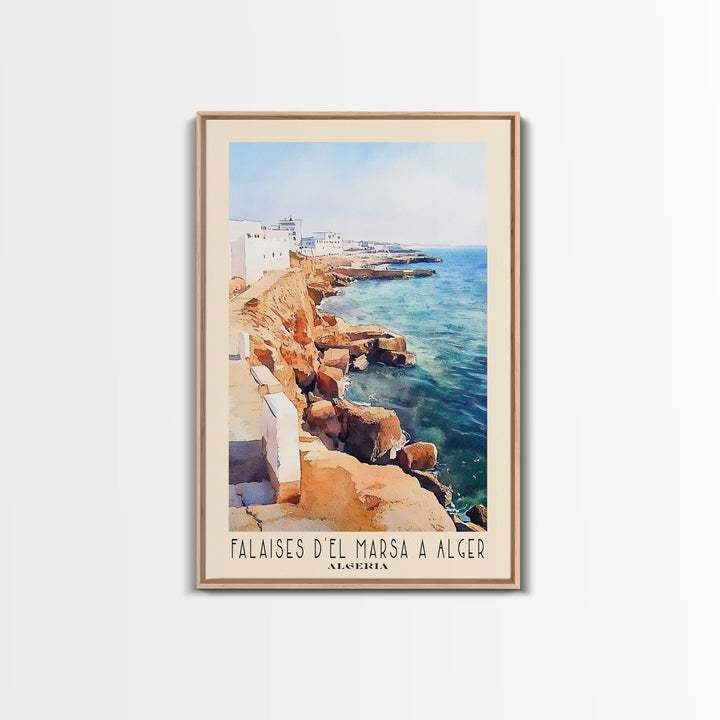 Falaises d’El Marsa a Alger, Algeria Watercolor Print, Vacation Gift, Algeria Wall Art, Beach Painting, Beach Decor, Beach Or Lakehouse Art