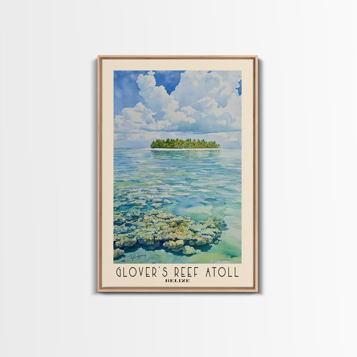 Glover’s Reef Atoll, Belize Watercolor Beach Print, Vacation Gift, Belize Wall Art, Beach Painting, Beach Decor, Beach Painting