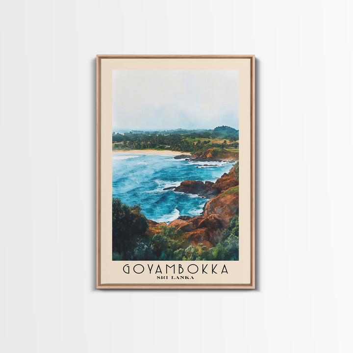 Goyambokka, Sri Lanka Watercolor Beach Print, Vacation Gift, Sri Lanka Wall Art, Framed Canvas Print, Framed Beach Painting