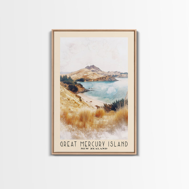 Great Mercury Island, New Zealand Watercolor Print, Vacation Gift, New Zealand Wall Art, Vacation Wall Art, Vacatation Memories, Beach Decor, Beach Or Lakehouse Art