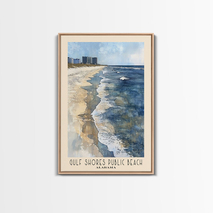 Gulf Shores Public Beach, Alabama Watercolor Print, Vacation Gift, Alabama Wall Art, Beach Painting, Beach Decor, Large Wall Art, Wood Frame Art