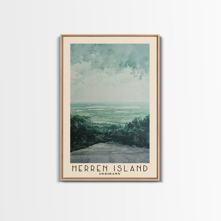 Herren Island, Germany Watercolor Print, Vacation Gift, Germany Wall Art, Beach Painting, Beach Decor, Large Wall Art, Wood Frame Art