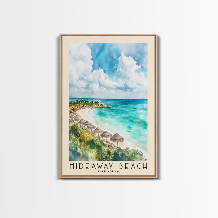 Hideaway Beach, Bahamas Watercolor Beach Print, Vacation Gift, Bahamas Wall Art, Framed Canvas Print, Framed Beach Painting