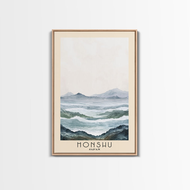 Honshu, Japan Watercolor Print, Vacation Gift, Japan Wall Art, Beach Painting, Beach Decor, Large Wall Art, Wood Frame Art