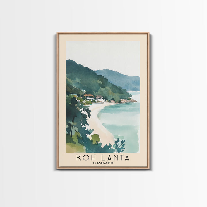 Koh Lanta, Thailand Watercolor Print, Vacation Gift, Thailand Wall Art, Beach Painting, Beach Decor, Large Wall Art, Wood Frame Art