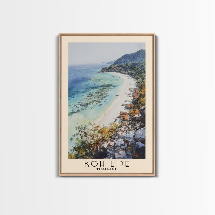 Koh Lipe, Thailand Watercolor Beach Print, Vacation Gift, Thailand Wall Art, Framed Canvas Print, Framed Beach Painting