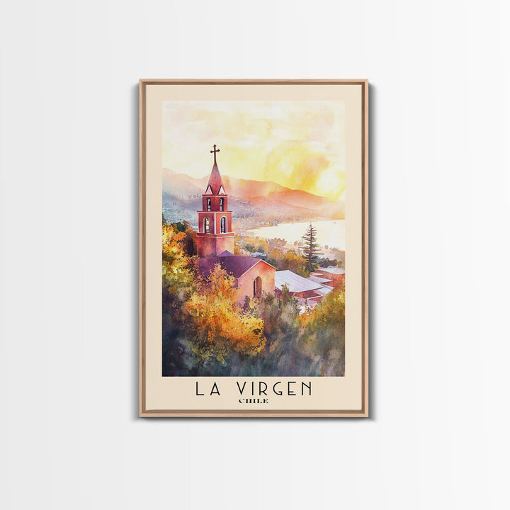 La Virgen, Chile Watercolor Beach Print, Vacation Gift, Chile Wall Art, Framed Canvas Print, Framed Beach Painting