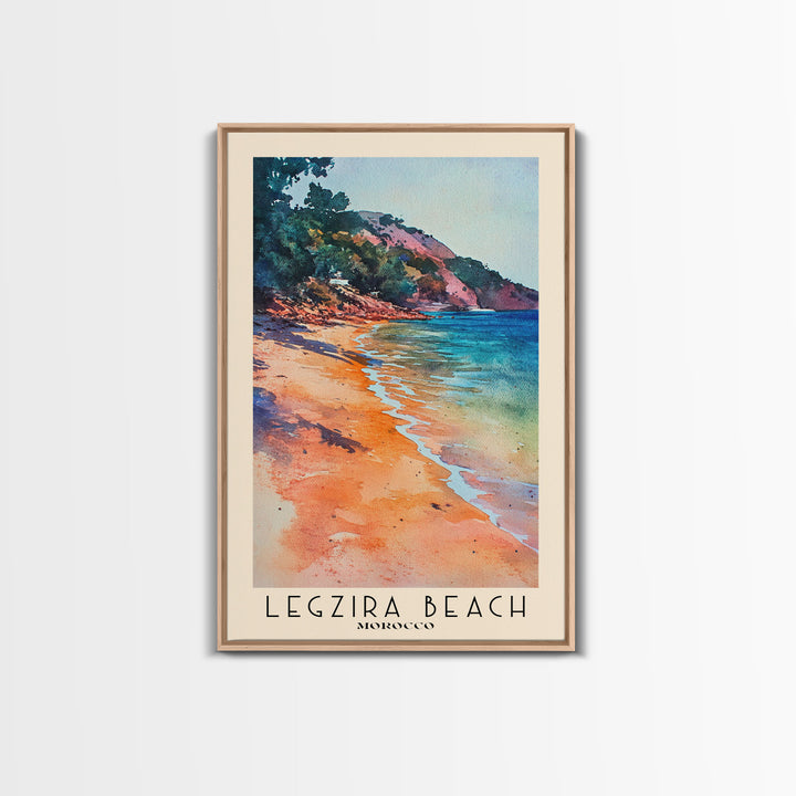 Legzira Beach, Morocco Watercolor Beach Print, Vacation Gift, Morocco Wall Art, Framed Canvas Print, Framed Beach Painting